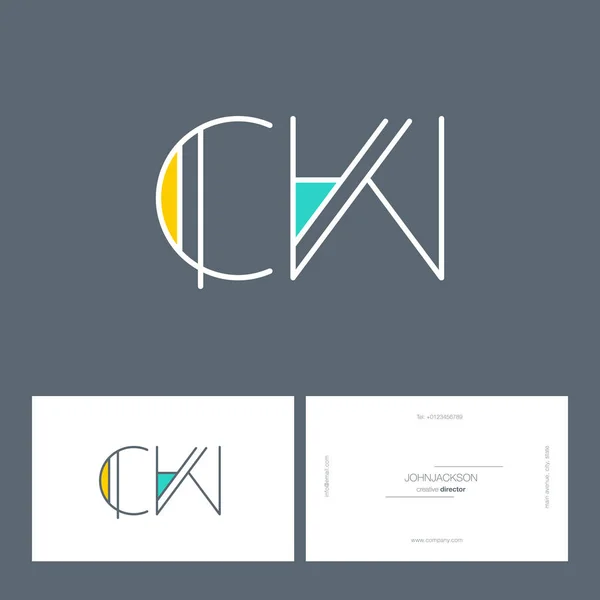 Lettres de ligne logo CW — Image vectorielle