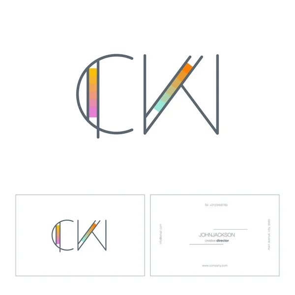 Lettres de ligne logo CW — Image vectorielle