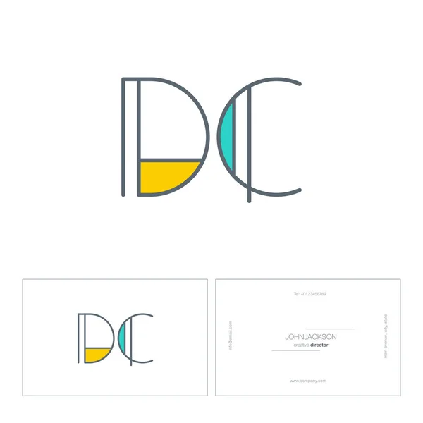 Line joint letters logo DC — Stock Vector