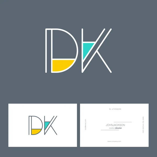 Línea conjunta letras logo DK — Vector de stock