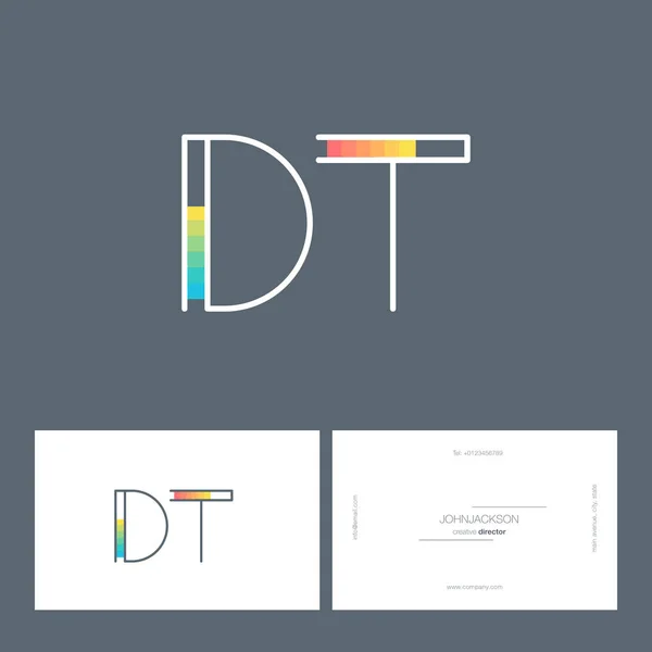Línea letras conjuntas logo DT — Vector de stock