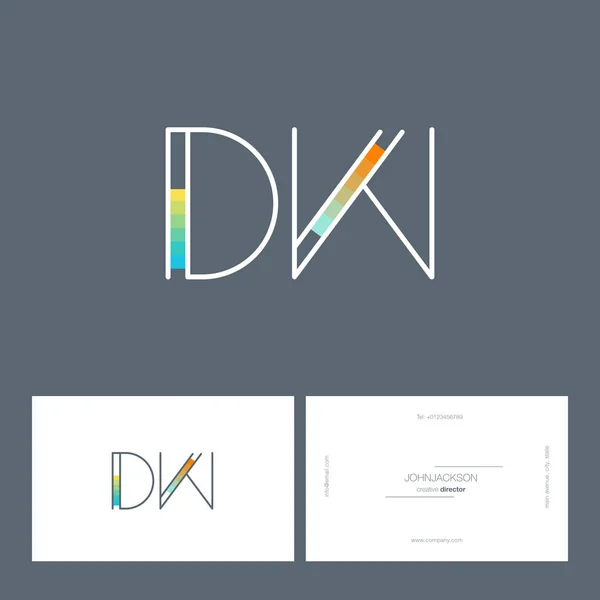 Línea conjunta letras logo DW — Vector de stock