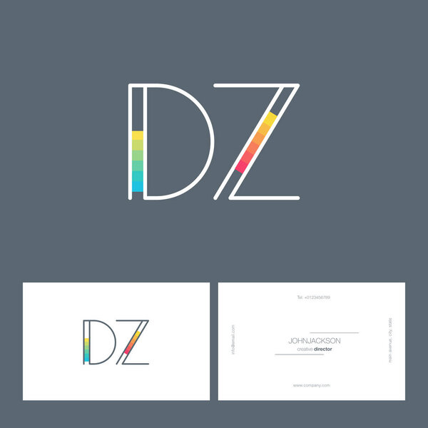 line joint letters logo DZ