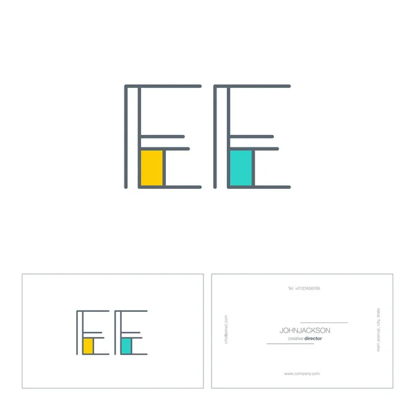 Línea letras conjuntas logo EE — Vector de stock