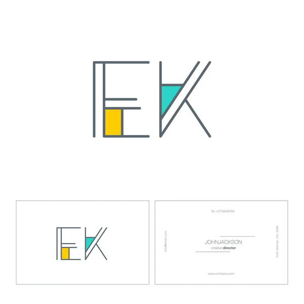 Line joint letters logo EK — Stock Vector