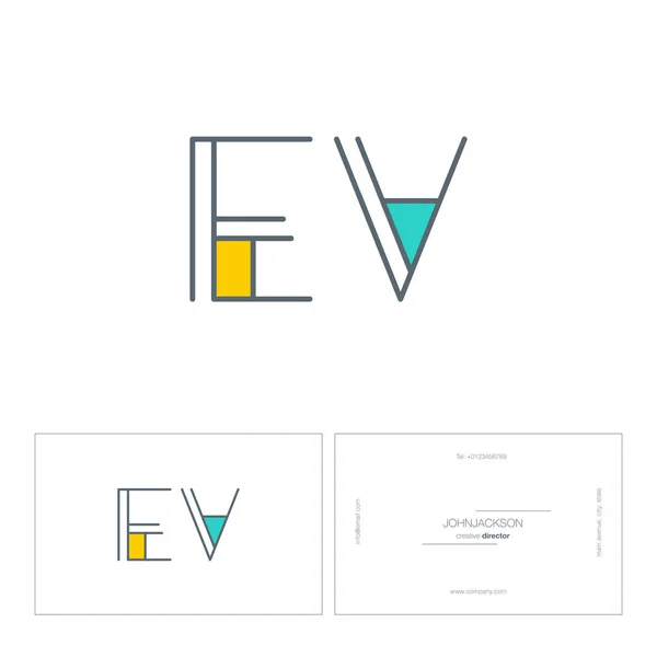 Line letters logo EV — Stock Vector
