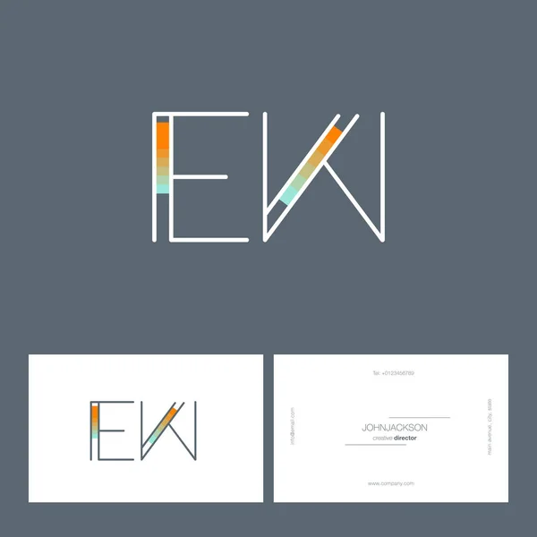 Linha letras logotipo EW — Vetor de Stock