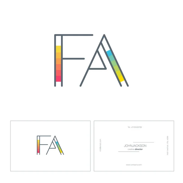 Línea letras logo FA — Vector de stock