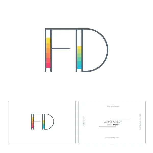 Línea letras logo FD — Vector de stock