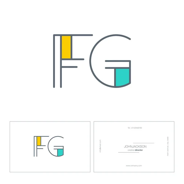Línea letras logo FG — Vector de stock