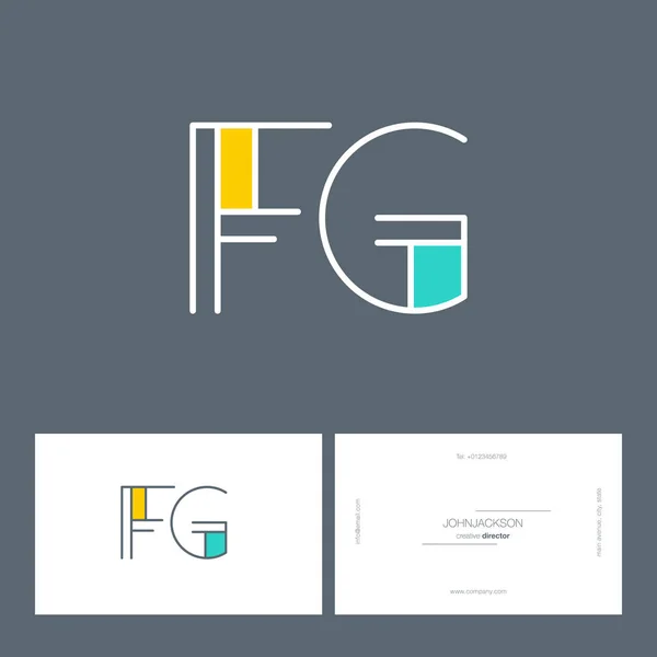 Línea letras logo FG — Vector de stock