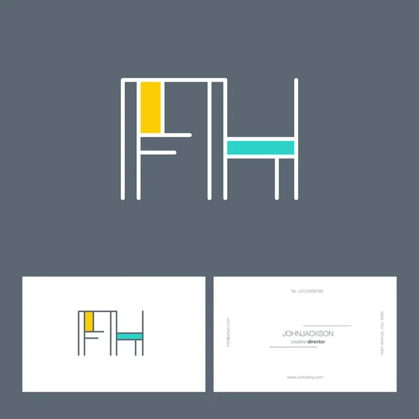 Lignes lettres logo FH — Image vectorielle