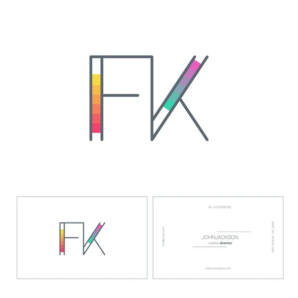 Línea letras logo FK — Vector de stock