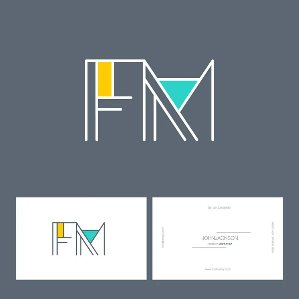 Linha letras logotipo FM — Vetor de Stock