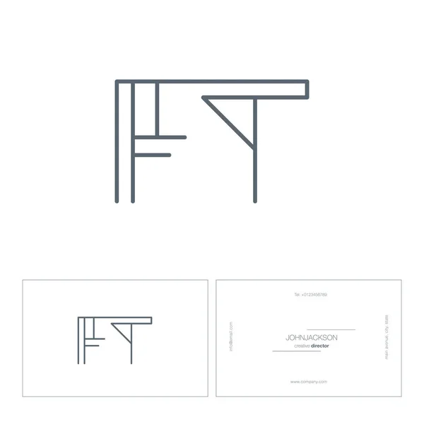 Linha letras logotipo FT — Vetor de Stock
