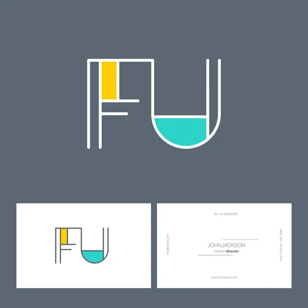 Line letters logo FU — Stock Vector