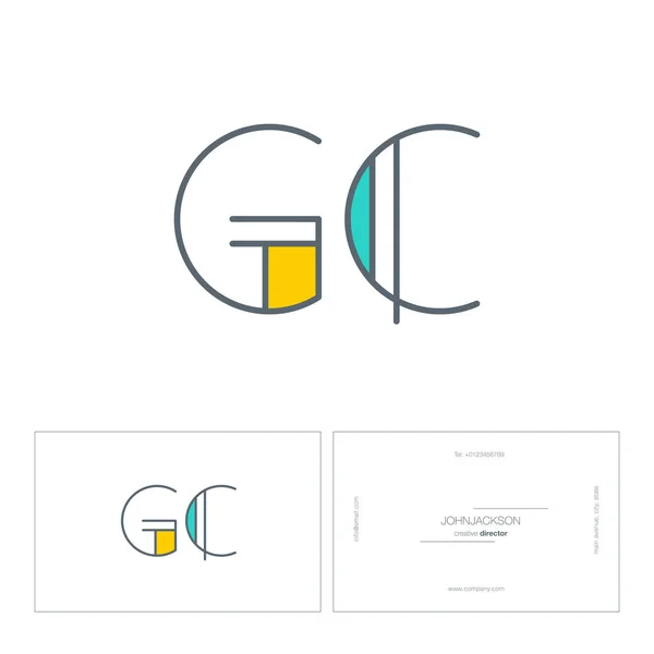 Línea conjunta letras logo GC — Vector de stock