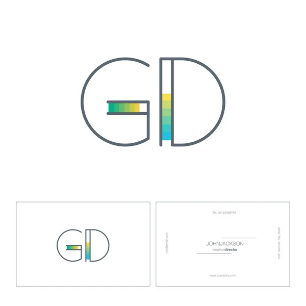 Línea conjunta letras logo GD — Vector de stock