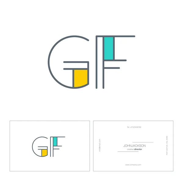 Linha letras comuns logotipo GF — Vetor de Stock