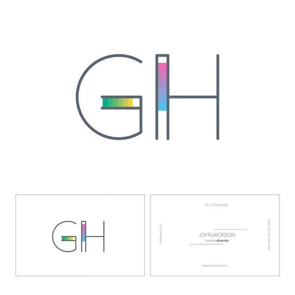 Línea conjunta letras logo GH — Vector de stock