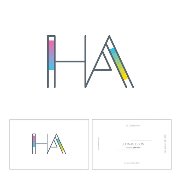 Línea conjunta letras logo HA — Vector de stock