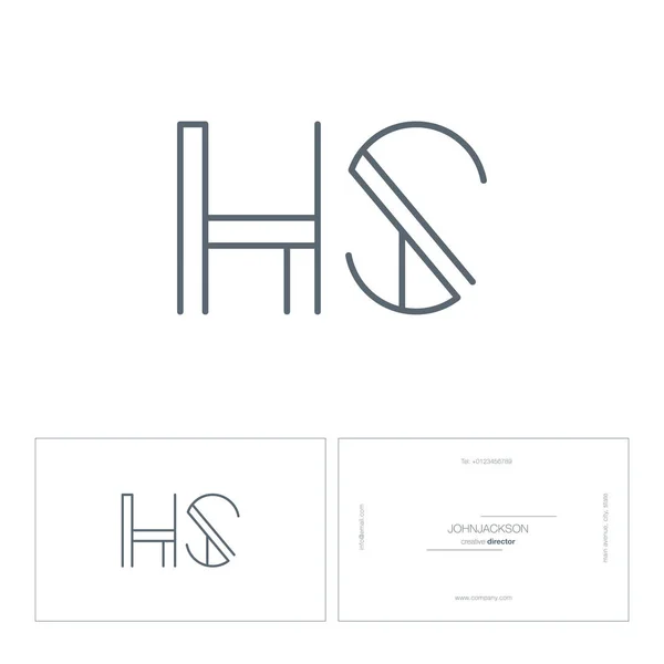 Linha letras comuns logotipo HS — Vetor de Stock