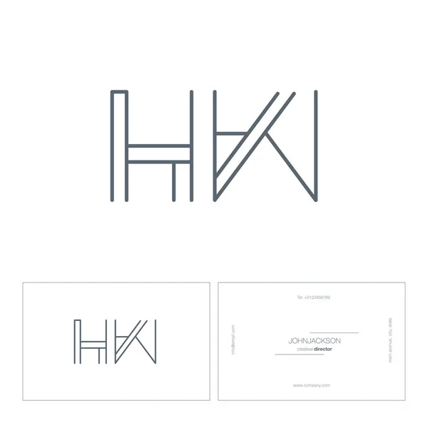 Línea conjunta letras logo HW — Vector de stock