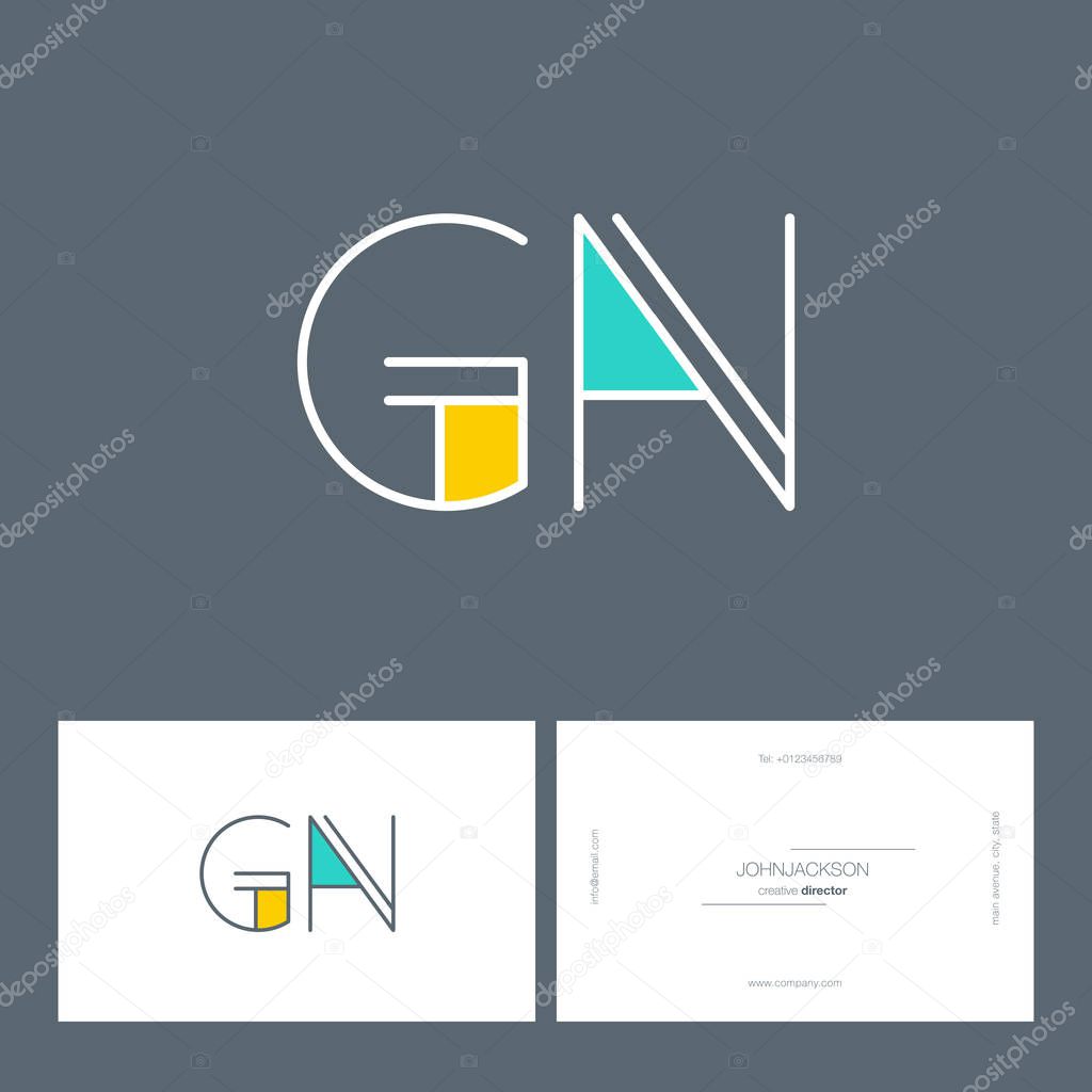 Line joint letters logo GN contemporary company logo,  vector illustration, corporate identity.