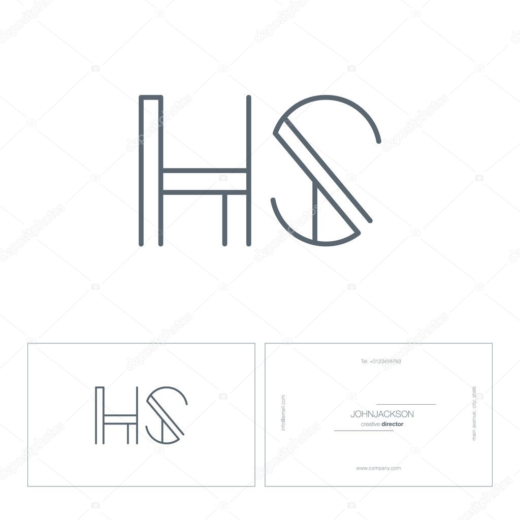 line joint letters logo HS