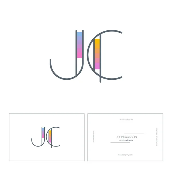 Line joint letters logo JC — Stock Vector