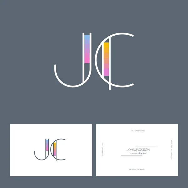 Line joint letters logo JC — Stock Vector