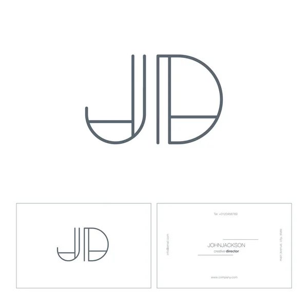 Line joint letters logo JD — Stock Vector