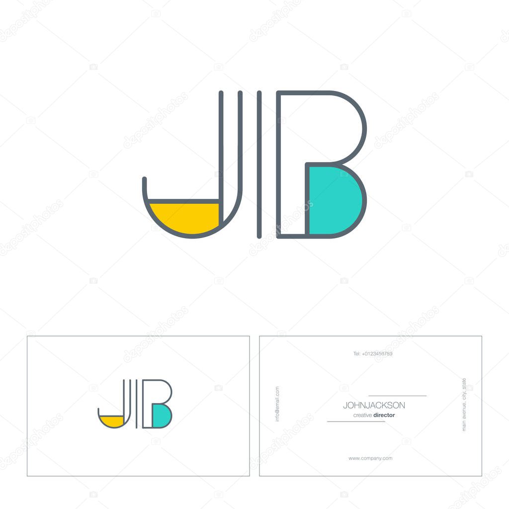 Line joint letters logo JB contemporary company logo,  vector illustration, corporate identity.