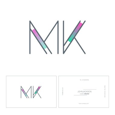 line letters logo MK clipart