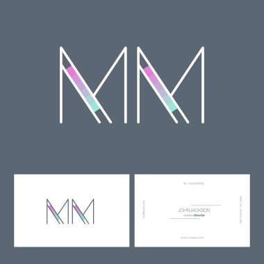 line letters logo MM clipart
