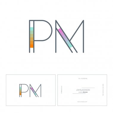 line joint letters logo PM clipart