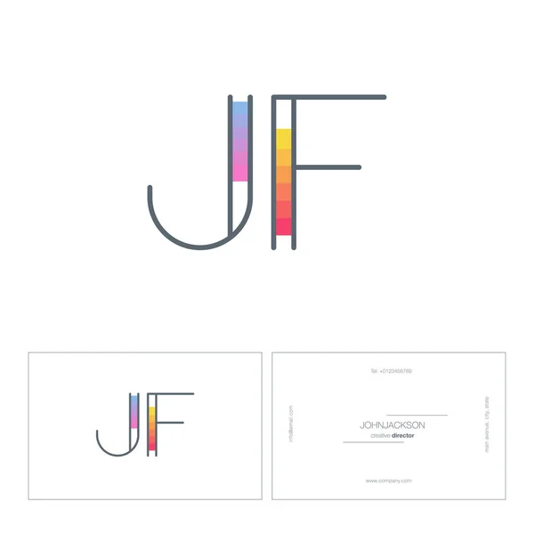 Line joint letters logo JF — Stock Vector