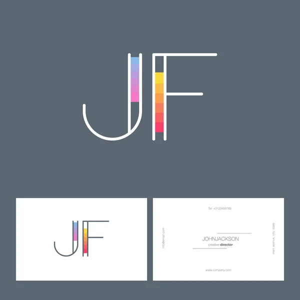 Line joint letters logo JF — Stock Vector