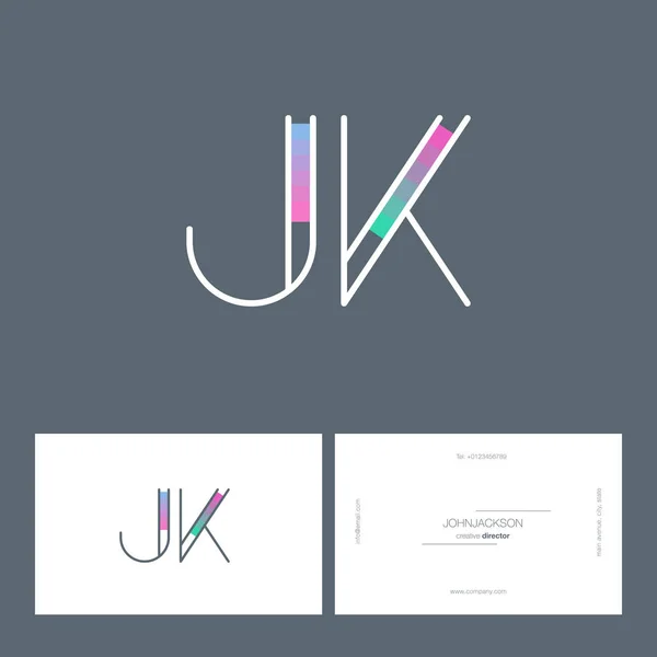 Line joint letters logo JK — Stock Vector