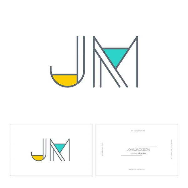 Line joint letters logo JM — Stock Vector