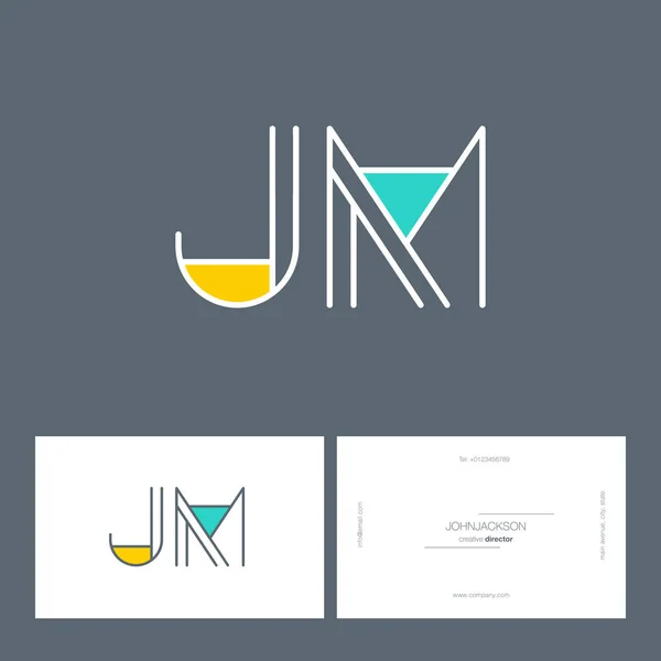 Línea conjunta letras logo JM — Vector de stock