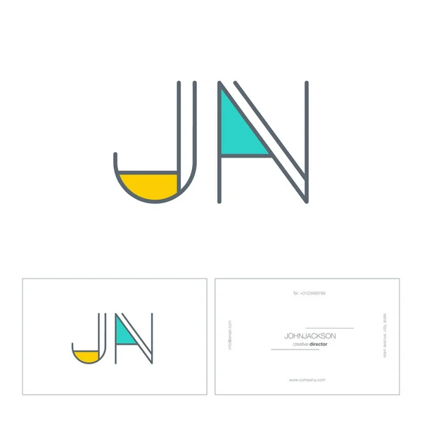 Line joint letters logo JN — Stock Vector