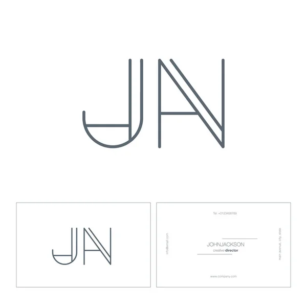 Linha letras comuns logotipo JN — Vetor de Stock
