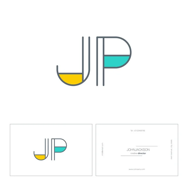 Line joint letters logo JP — Stock Vector