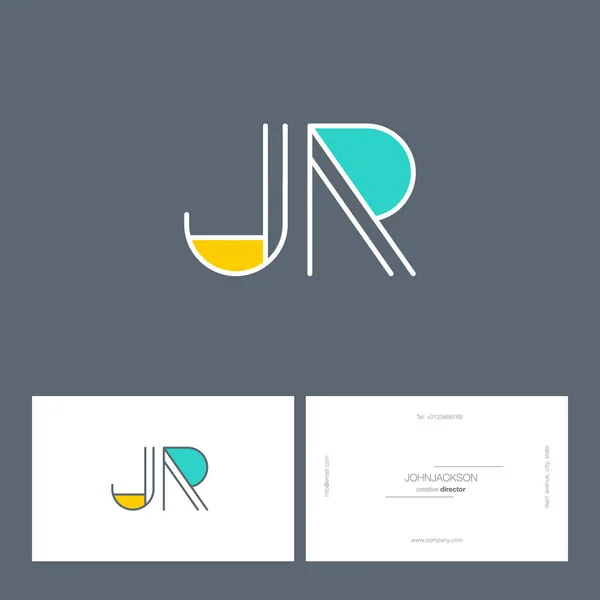 Linha letras comuns logotipo JR — Vetor de Stock