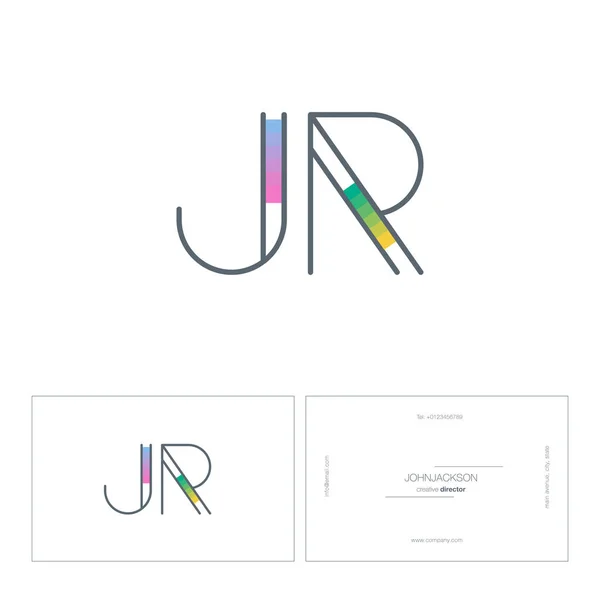 Line joint letters logo JR — Stock Vector