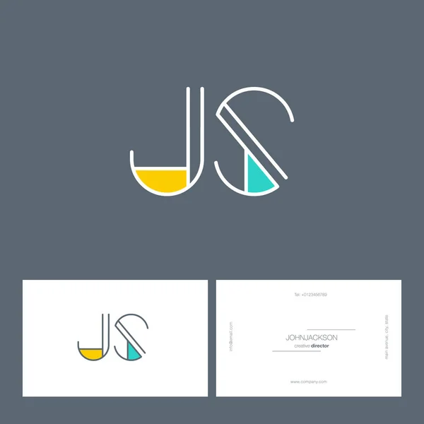 Linha letras comuns logotipo JS — Vetor de Stock