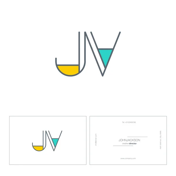 Line joint letters logo JV — Stock Vector