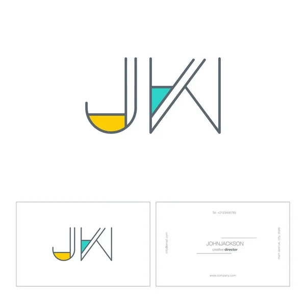 Line joint letters logo JW — Stock Vector
