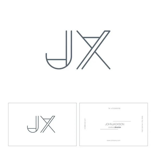Linha letras comuns logotipo JX — Vetor de Stock